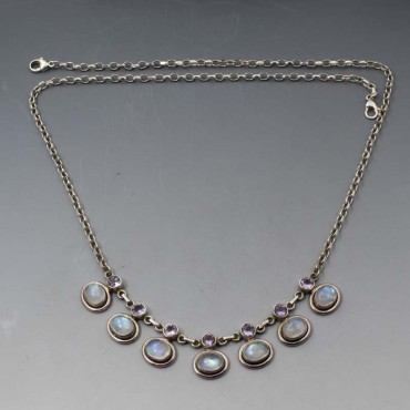 Blue moonstone necklace amethysts